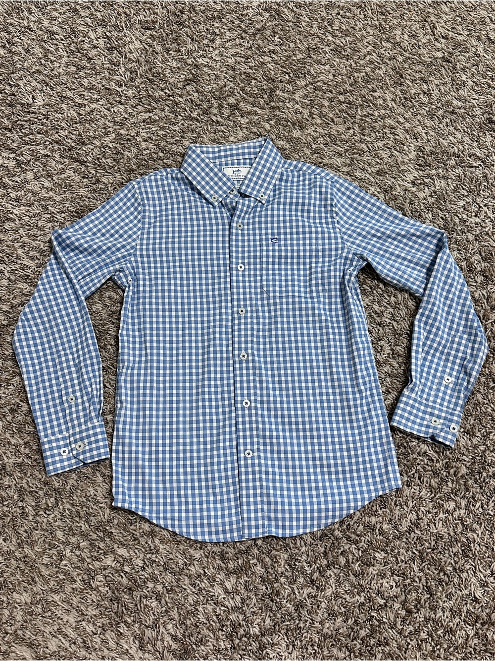 Southern Tide boys Blue Gingham Button-Down Shirt